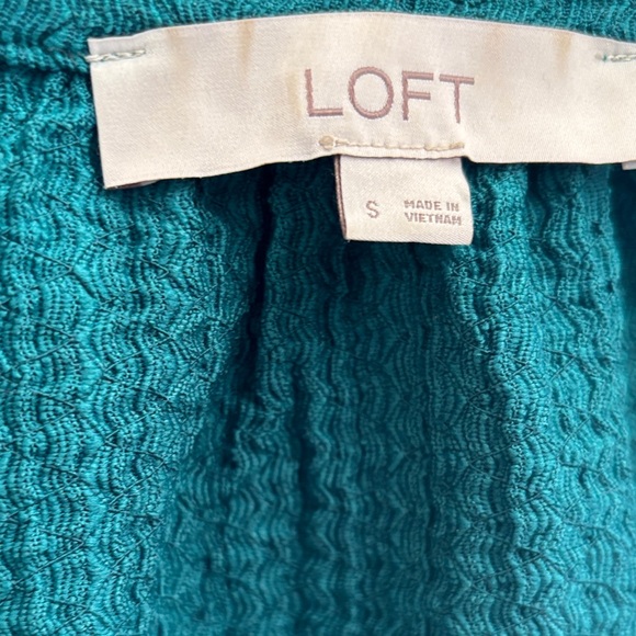LOFT Teal Textured Women's Blouse - Picture 3 of 4